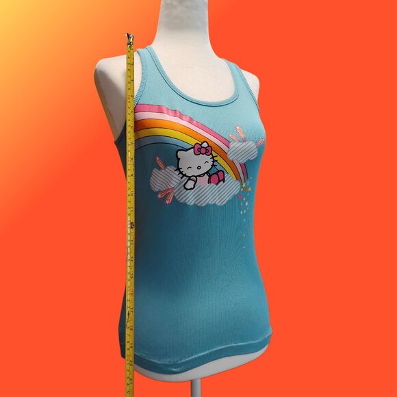 HELLO KITTY 100% COTTON LIGHT BLUE TANK TOP SMALL USED - Picture 5 of 11